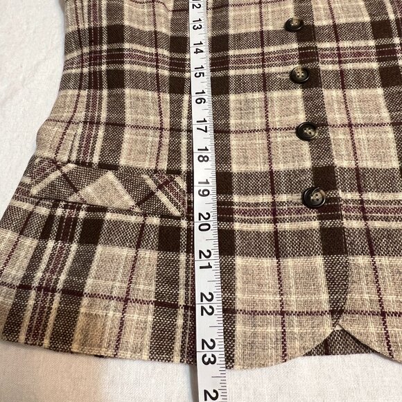 That's Me USA Women's Plaid Wool Blend Blazer Jacket Brown Beige Check Size 11 - Picture 8 of 11